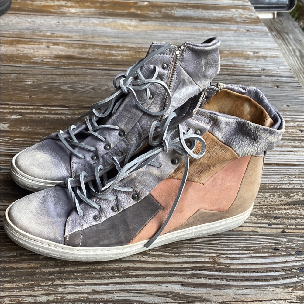 A.S.98 Gray and Tan Fashion Sneakers